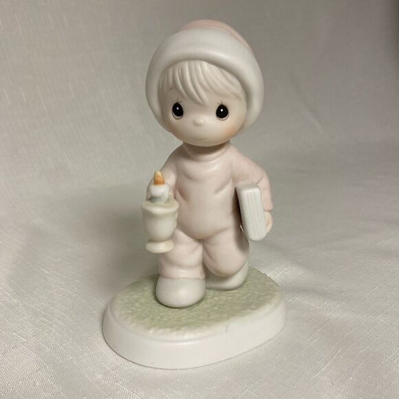 Vintage PRECIOUS MOMENTS 1994 Now I Lay Me Down Sleep Porcelain Figurine Collect - Picture 1 of 9